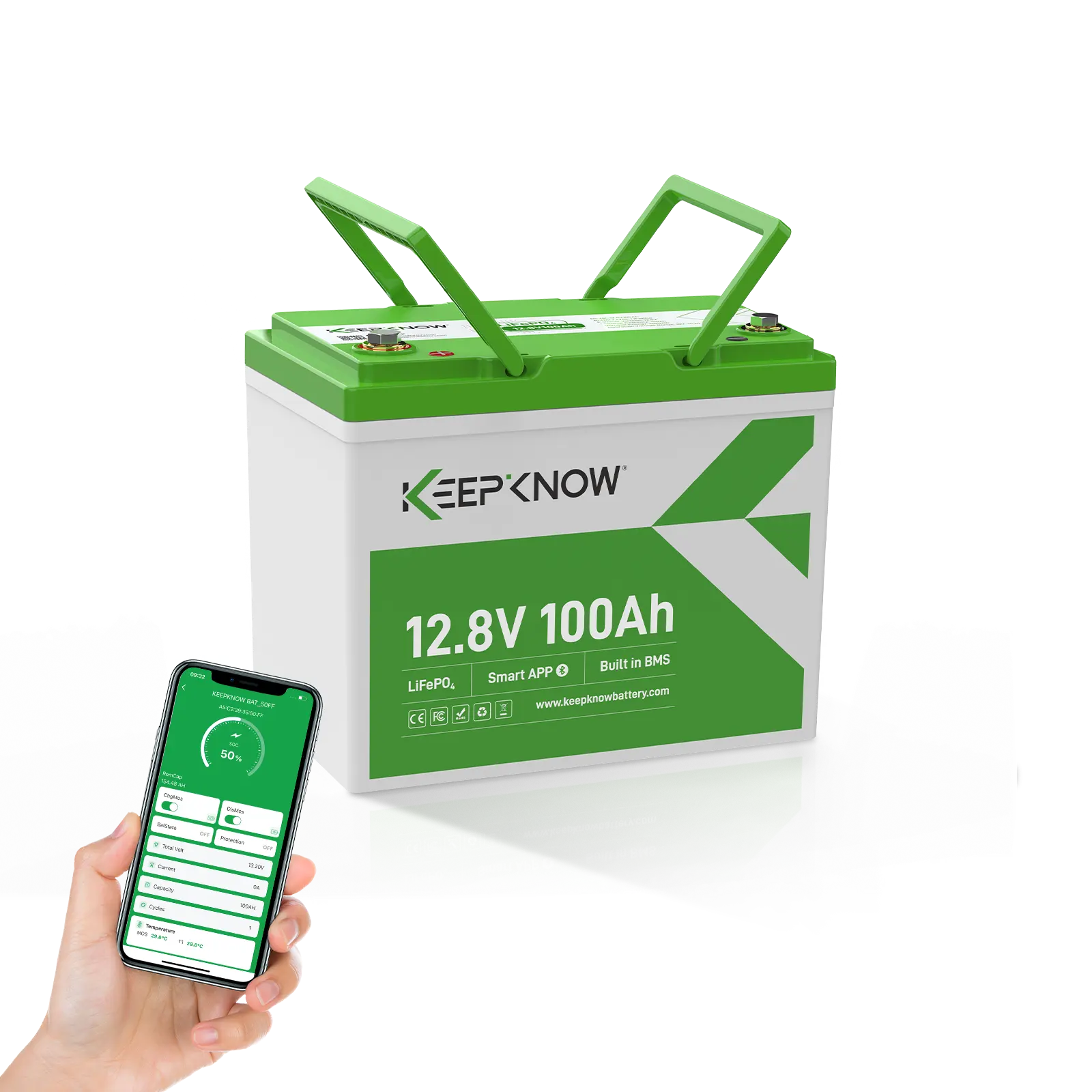 KeepKnow 12V 100Ah Mini (Group 24) LiFePO4 Lithium Battery