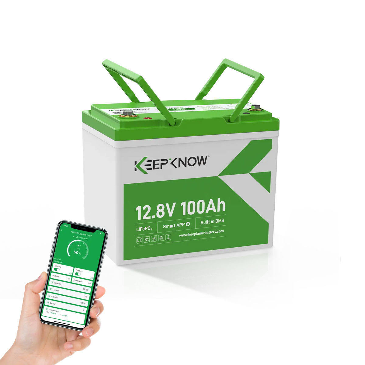 KeepKnow 12V 100Ah Mini (Group 24) LiFePO4 Lithium Battery
