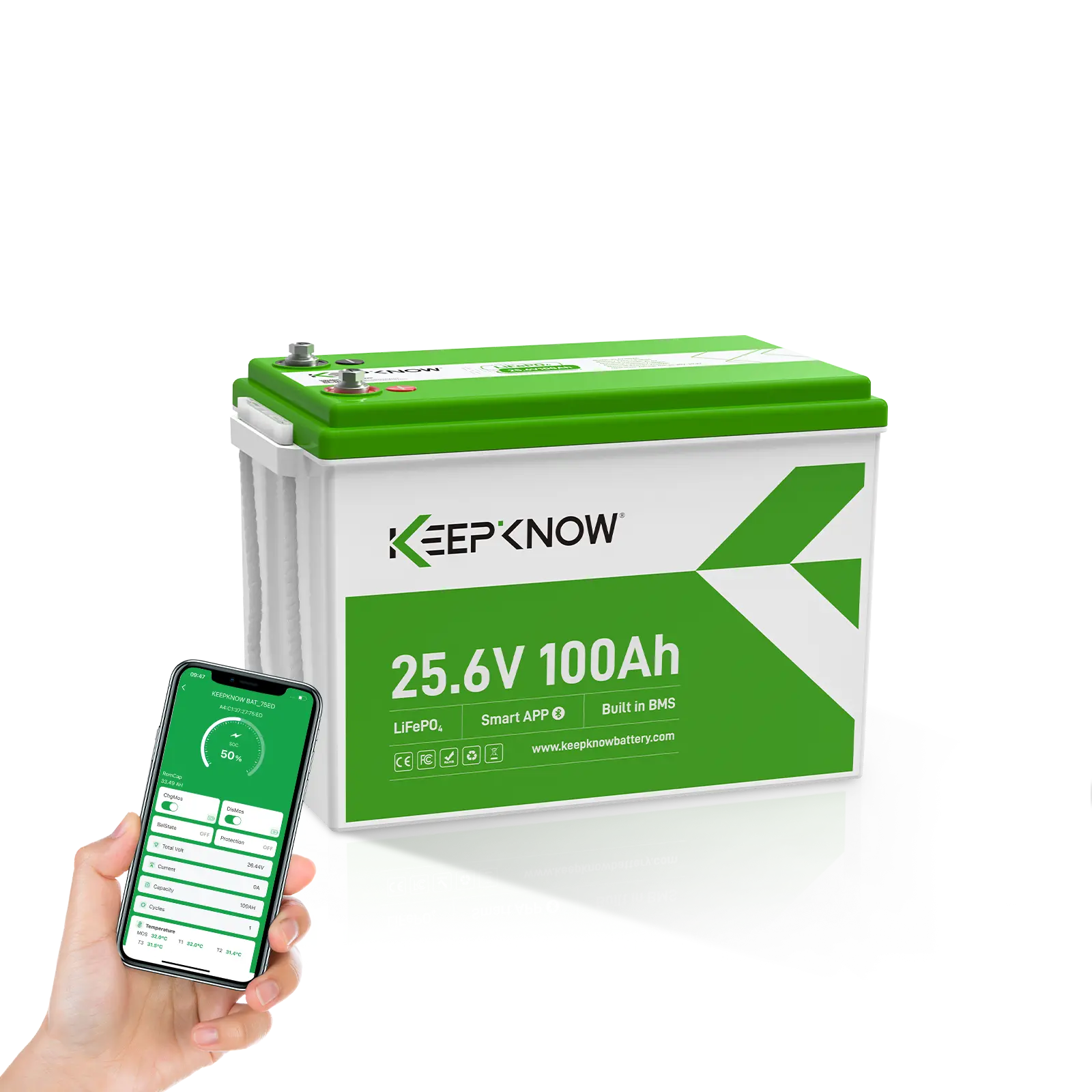 KeepKnow 24V 100Ah Lithium Battery