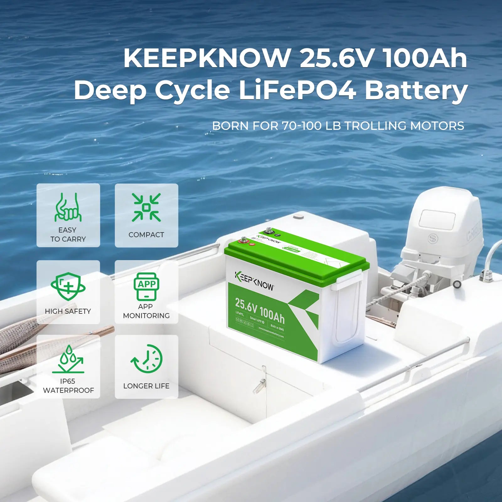 KeepKnow 24V 100Ah Lithium Battery