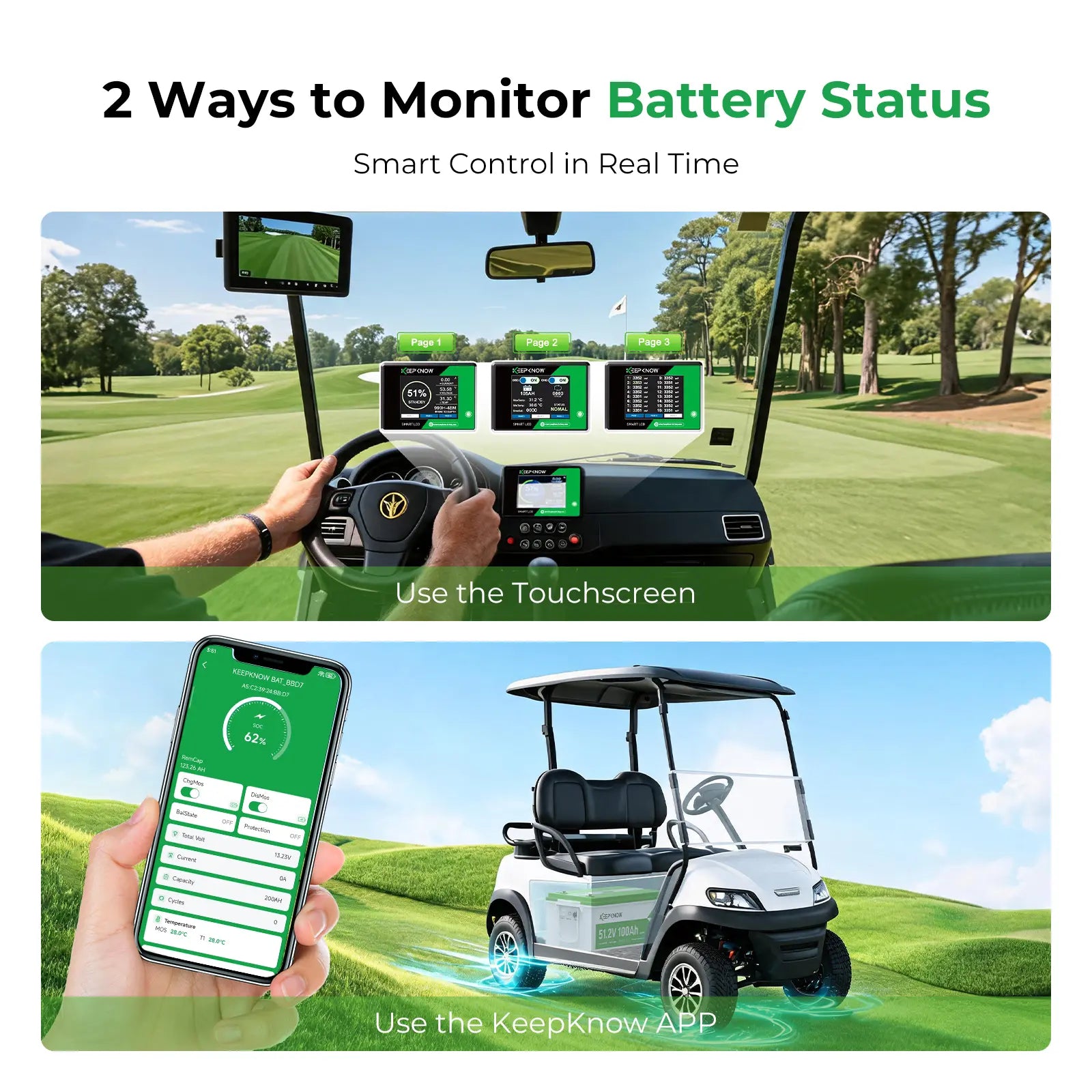 KeepKnow 48V 100Ah LiFePO4 Lithium LiFePO4 Golf Cart Battery