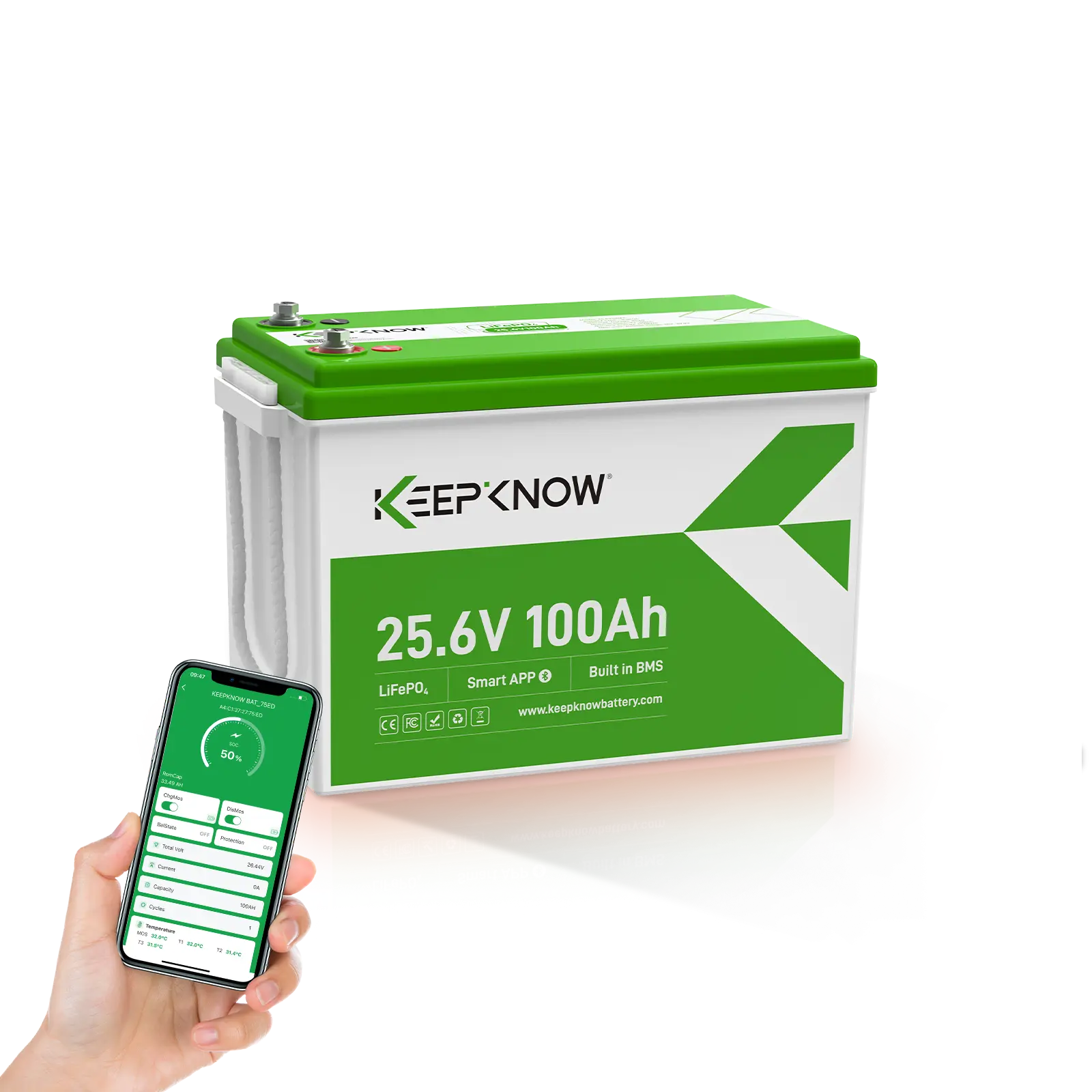 KeepKnow 24V 100Ah Lithium Battery（automatic self-heating）