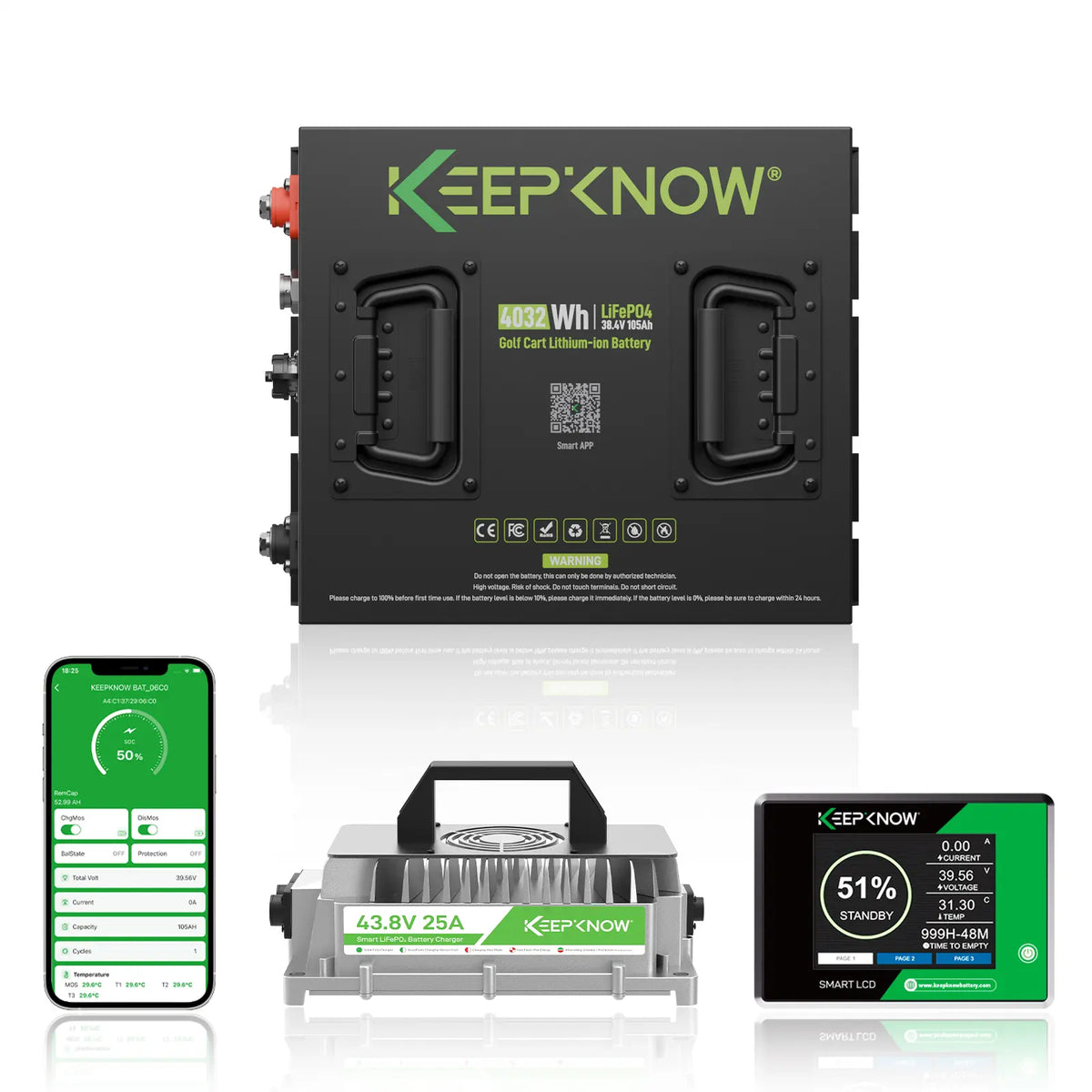 KeepKnow 36V 105Ah Lithium (LiFePO4) Golf Cart Battery, 200A BMS