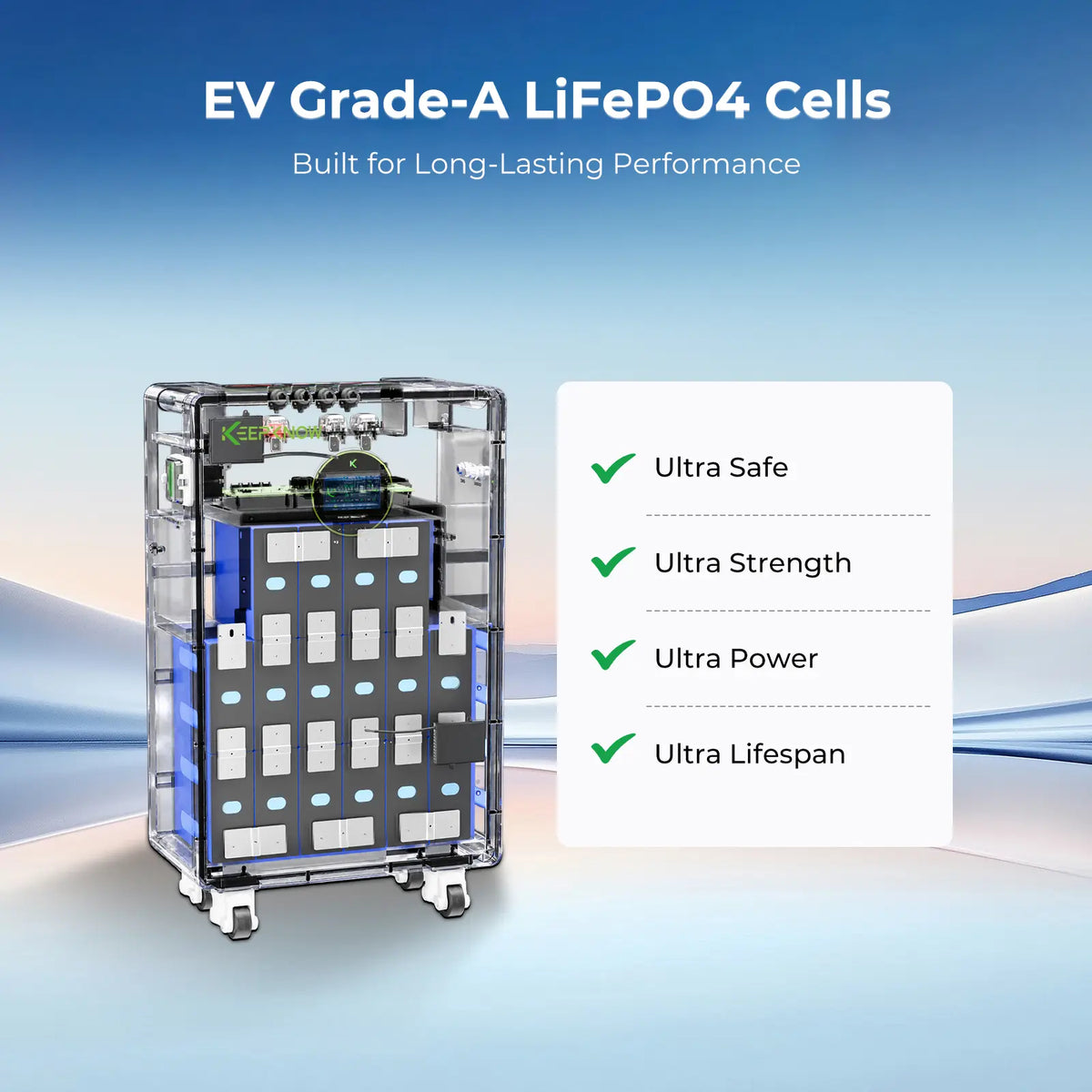 KeepKnow 48V 314Ah LiFePO4 Lithium Battery, 16kWh High Capacity Energy Storage